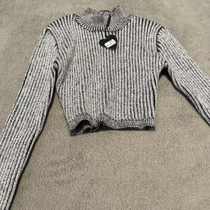 Fashion Nova Black and White Striped Kids Sweater